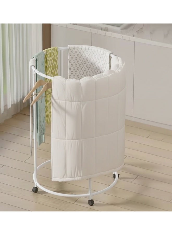 هابي هوم ستاند ملابس دائري متحرك بعجلات – شماعة ملابس معدنية قائمة بذاتها بزاوية دوران 360 درجة – منظم ملابس أرضي متعدد الاستخدامات للمنازل والمحلات التجارية والبوتيكات – تصميم عملي بثبات عالي وقدرة تحمل قوية وسهل التركيب - Image 5